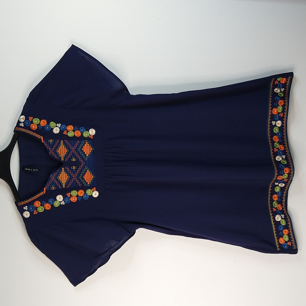 Womem Navy Embroidery  Dress Size: M